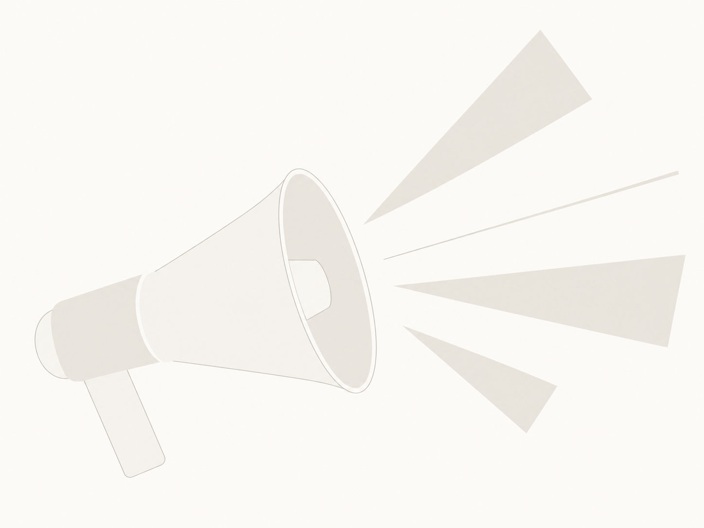 Minimalist illustration of a megaphone sending out geometric sound rays